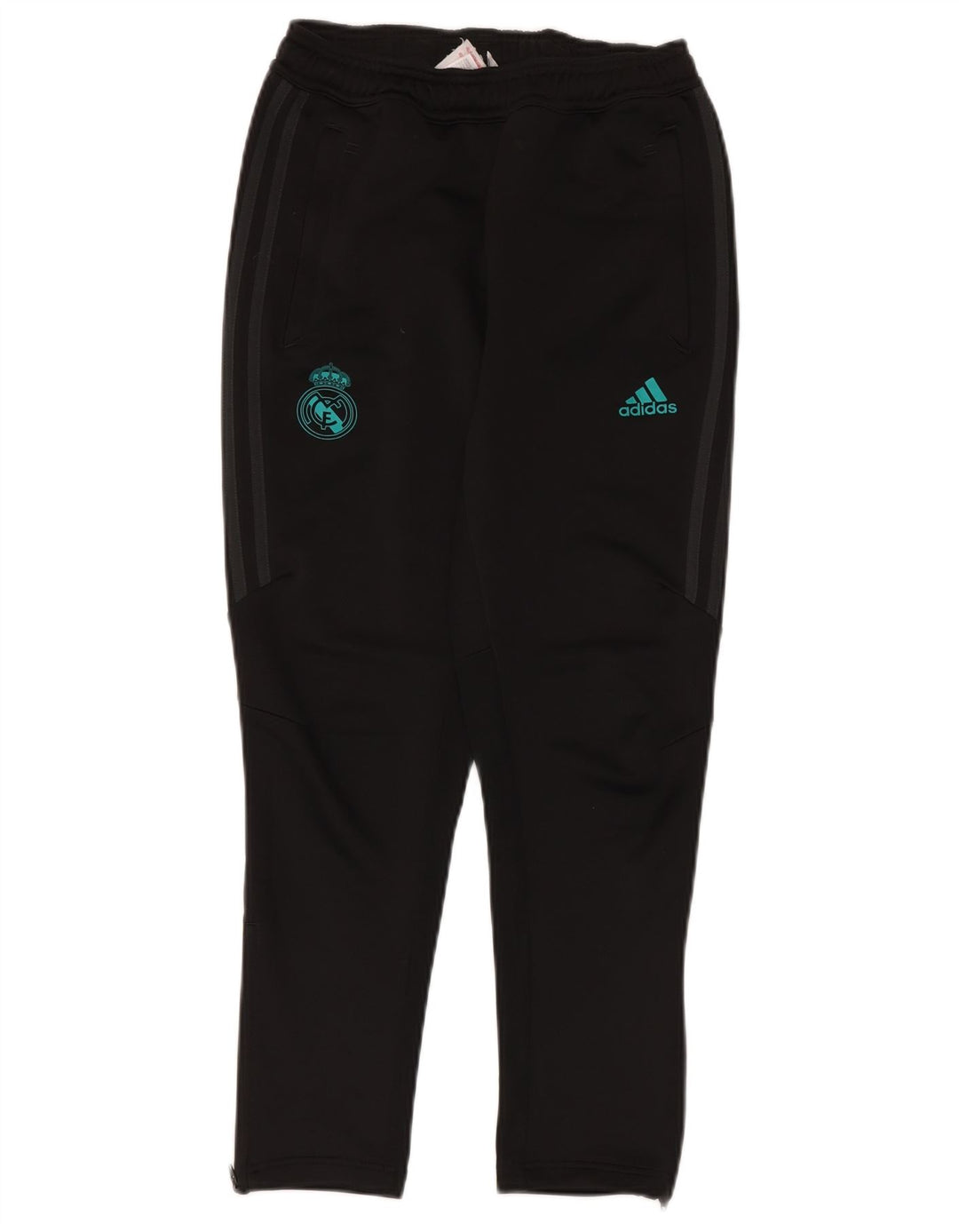 Pantaloni della tuta ADIDAS da ragazzo del Real Madrid 11-12 anni in poliestere nero