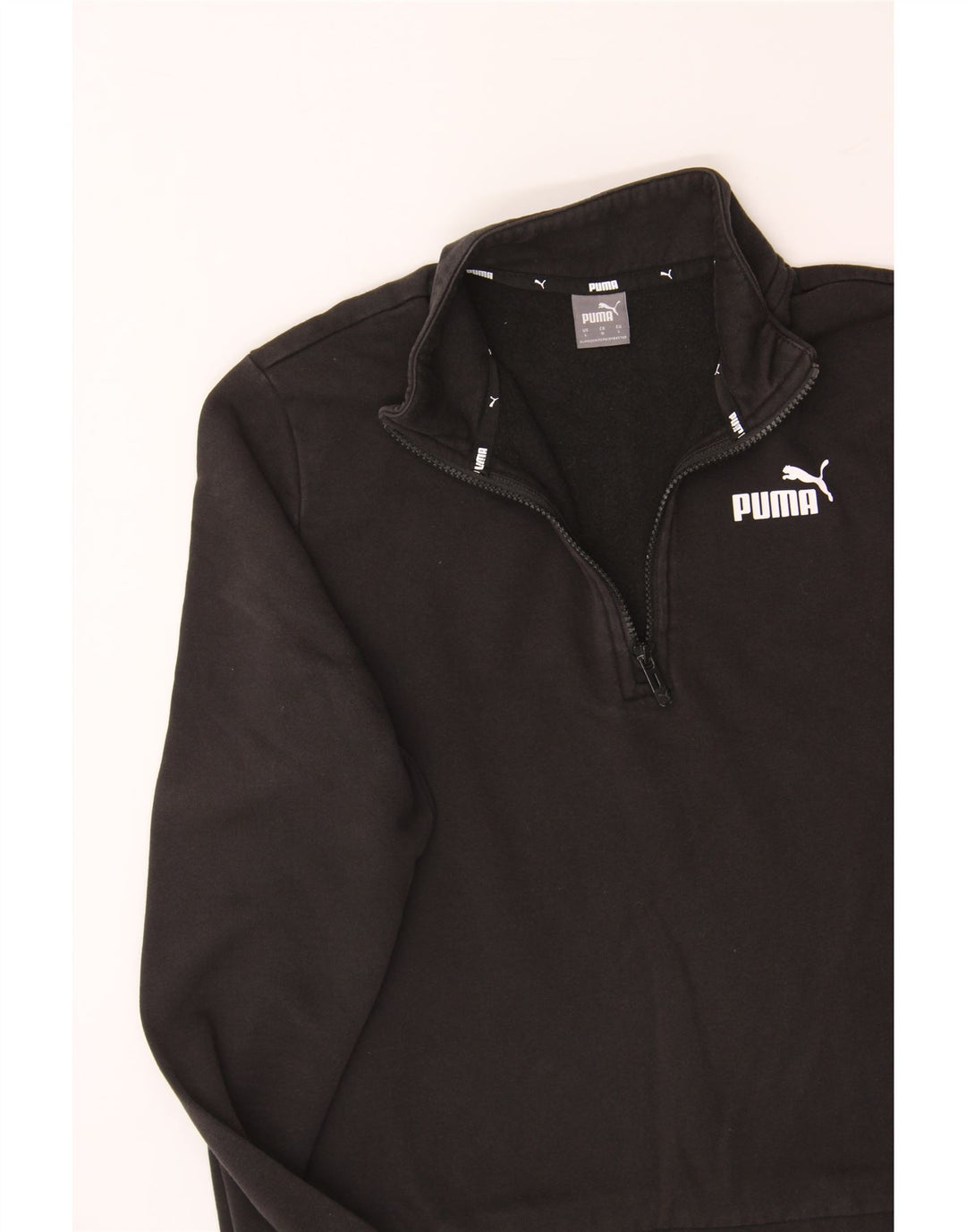 PUMA Womens Zip Neck Sweatshirt Jumper UK 16 Large Black Cotton Vintage Puma and Second-Hand Puma from Messina Hembry 