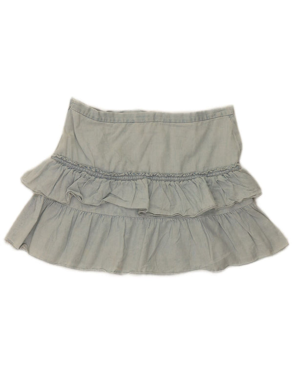 Gonna mini volant in denim da donna French Connection UK 12 media W32 blu