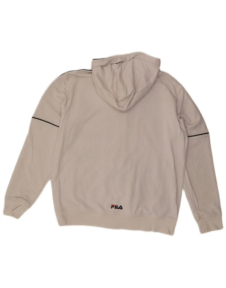 Maglione con cappuccio e zip grafica da uomo FILA grande in cotone color block bianco