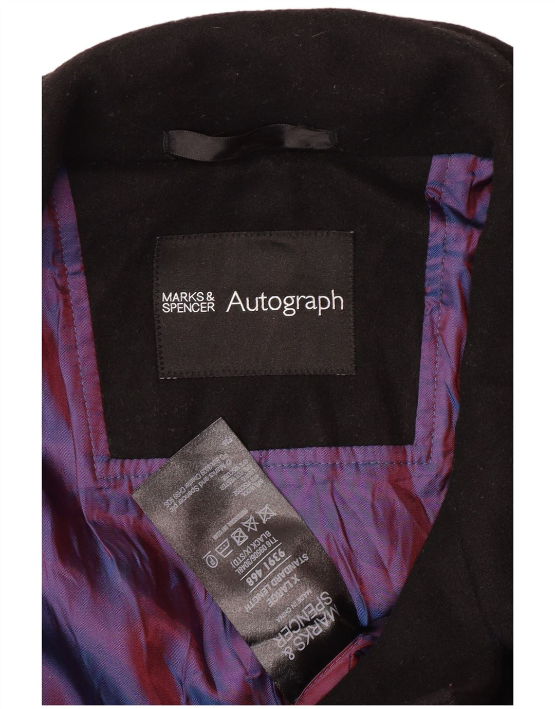 MARKS & SPENCER Cappotto da marinaio autografo da uomo UK 42 XL Lana nera