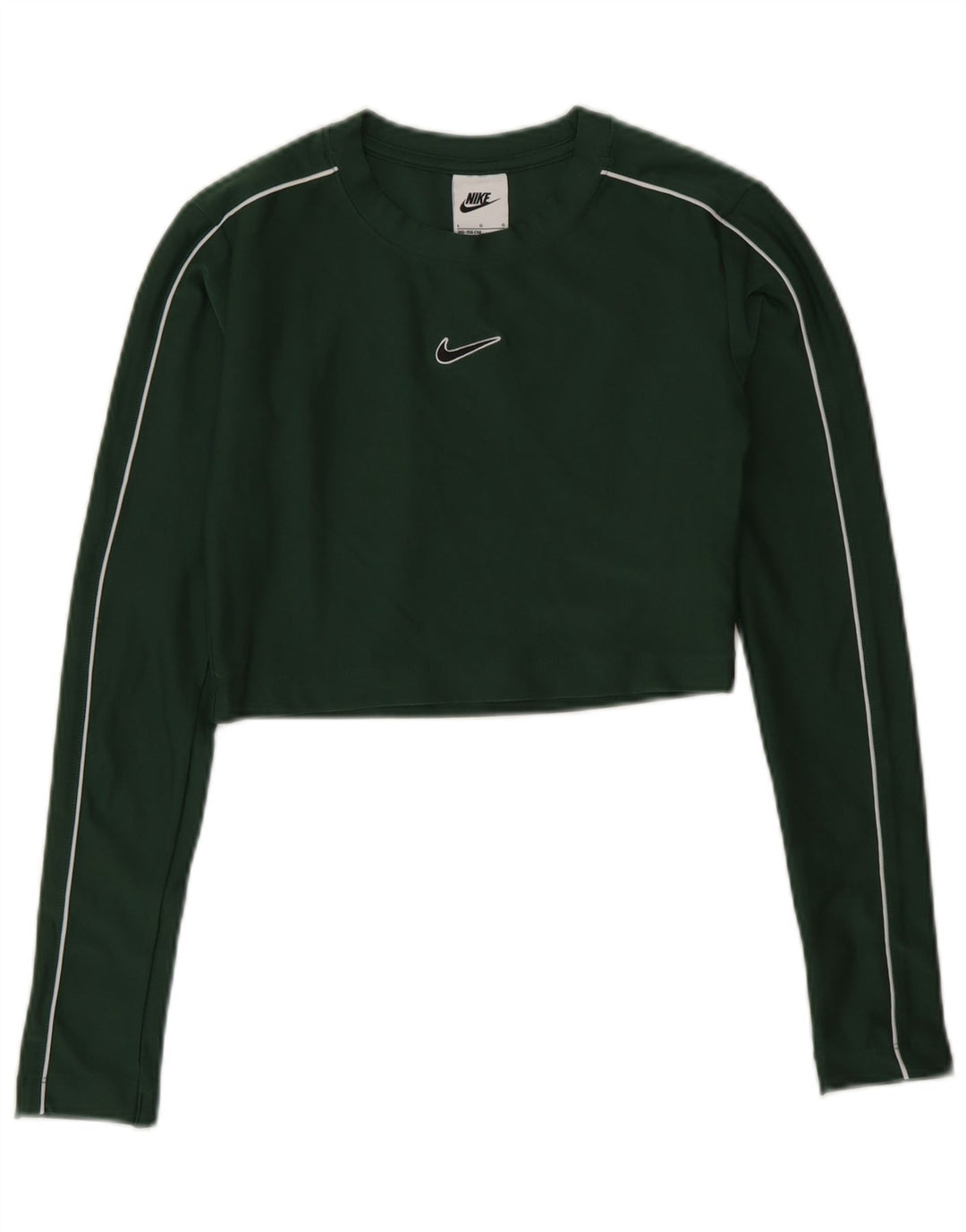 Top corto Nike per ragazze, manica lunga, 12-13 anni, grande, verde, in poliestere