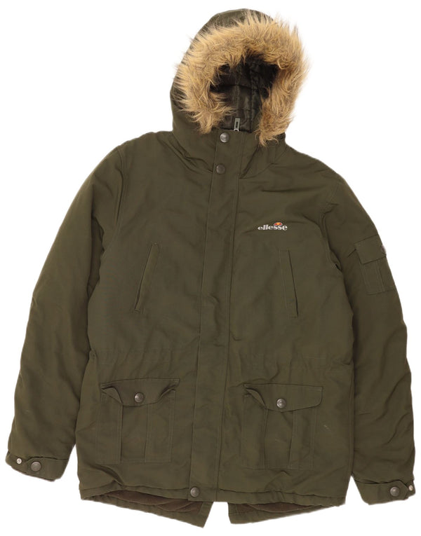 Giacca parka da uomo con cappuccio Ellesse UK 38 nylon kaki medio
