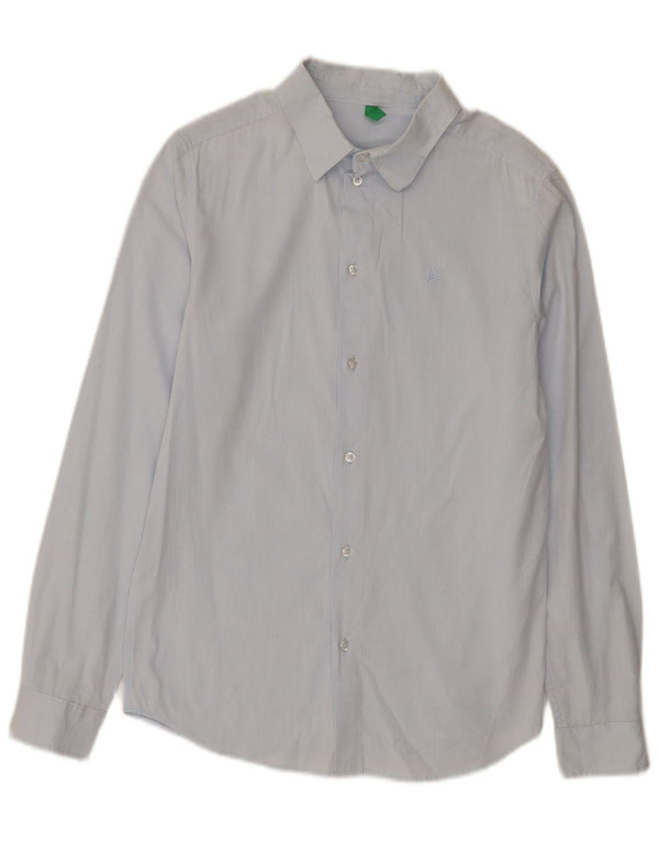 Camicia BENETTON Bambino 11-12 Anni 2XL Cotone Gessato Blu