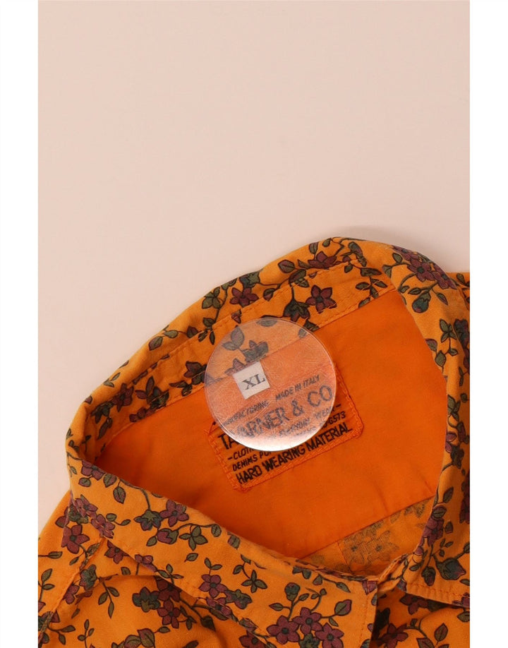TAVARNER Mens Short Sleeve Shirt XL Orange Floral