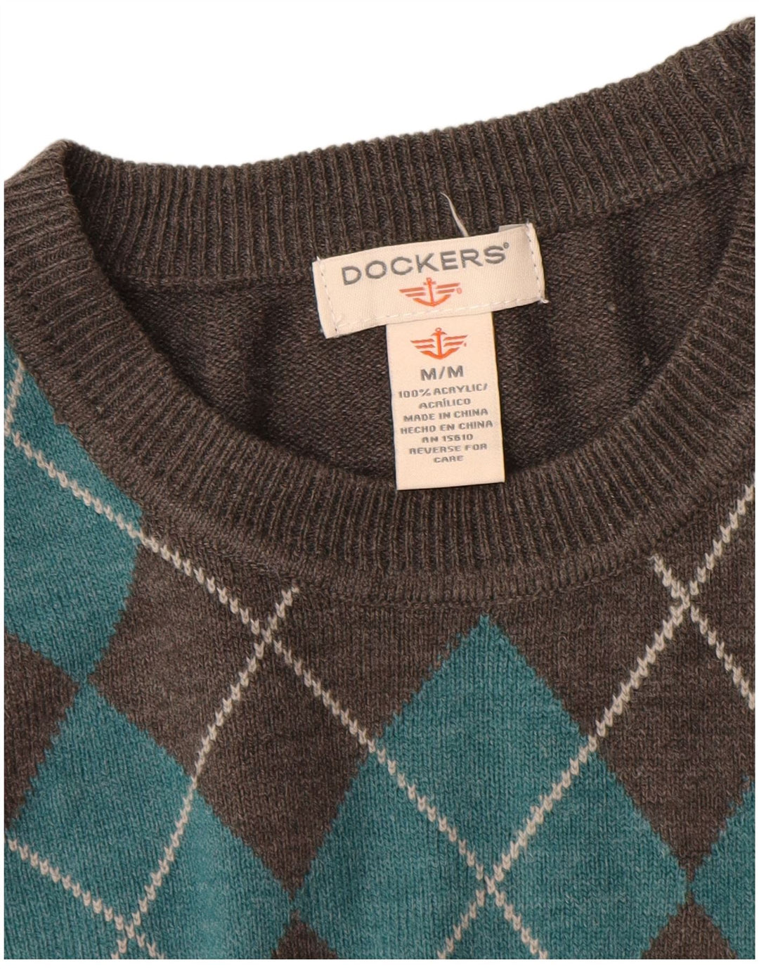 Maglione maglione girocollo da uomo Dockers grigio medio a rombi/acrilico diamante