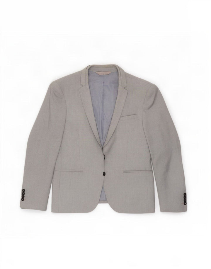 Giacca blazer da uomo a 2 bottoni Zara EU 56 XL poliestere grigio