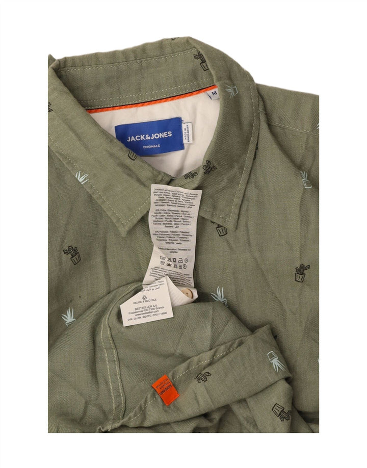 JACK & JONES Camicia Uomo Cotone Maculato Verde Medio