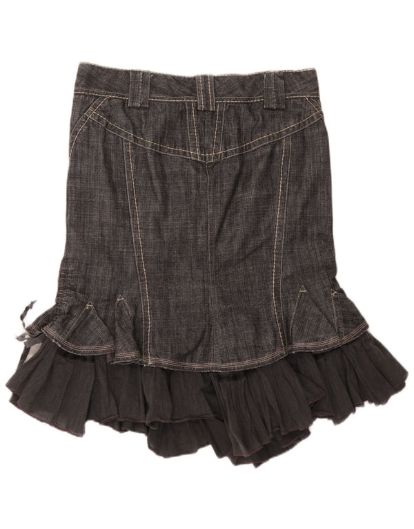 Gonna di jeans asimmetrica da donna vintage IT 46 grande W33 in cotone grigio