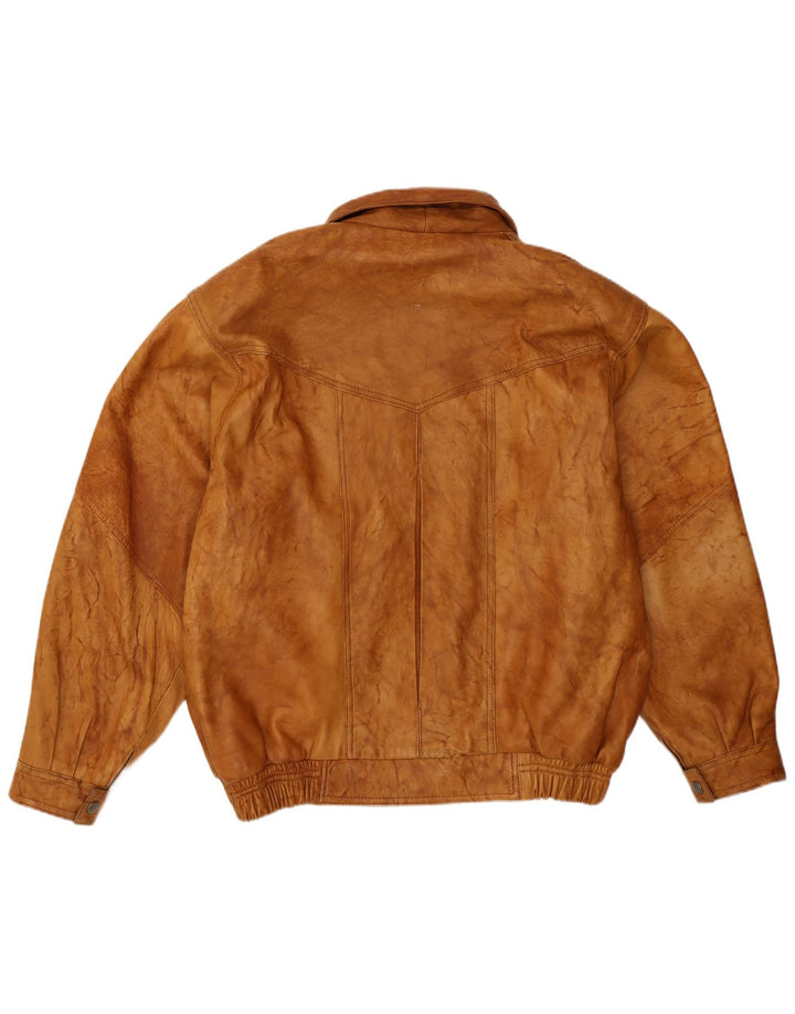 Houidi Cuir Giacca in pelle bomber da uomo UK 40 Grande in pelle marrone retrò