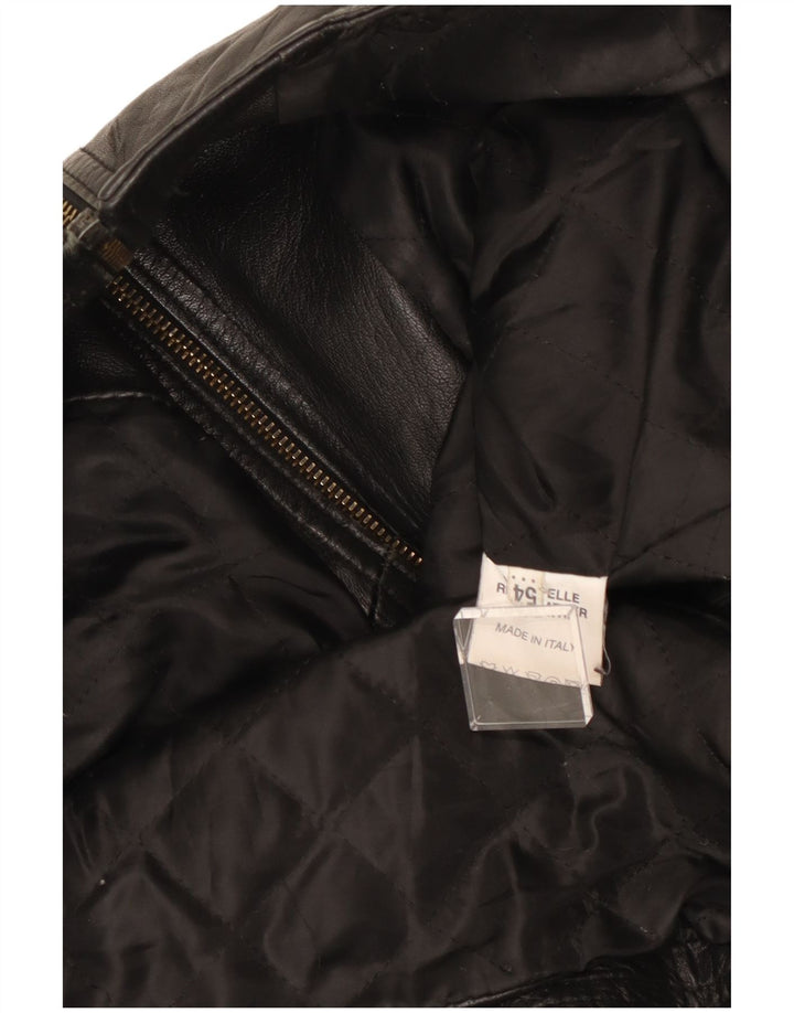 Giacca da pilota in pelle vintage da uomo IT 54 XL in pelle nera