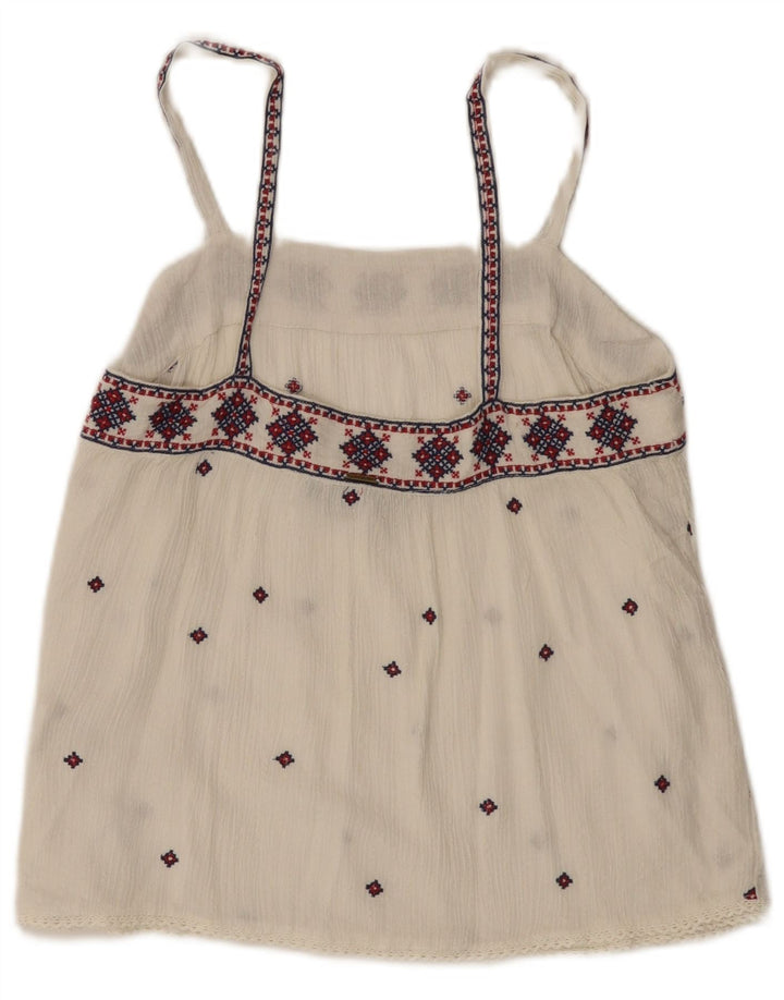 Top da donna Superdry Cami Top UK 10 Small White Fair Isle Viscosa
