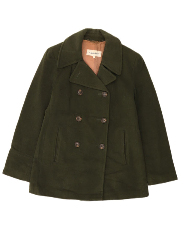 CALVIN KLEIN Cappotto da marinaio da donna US 6 medio in lana kaki