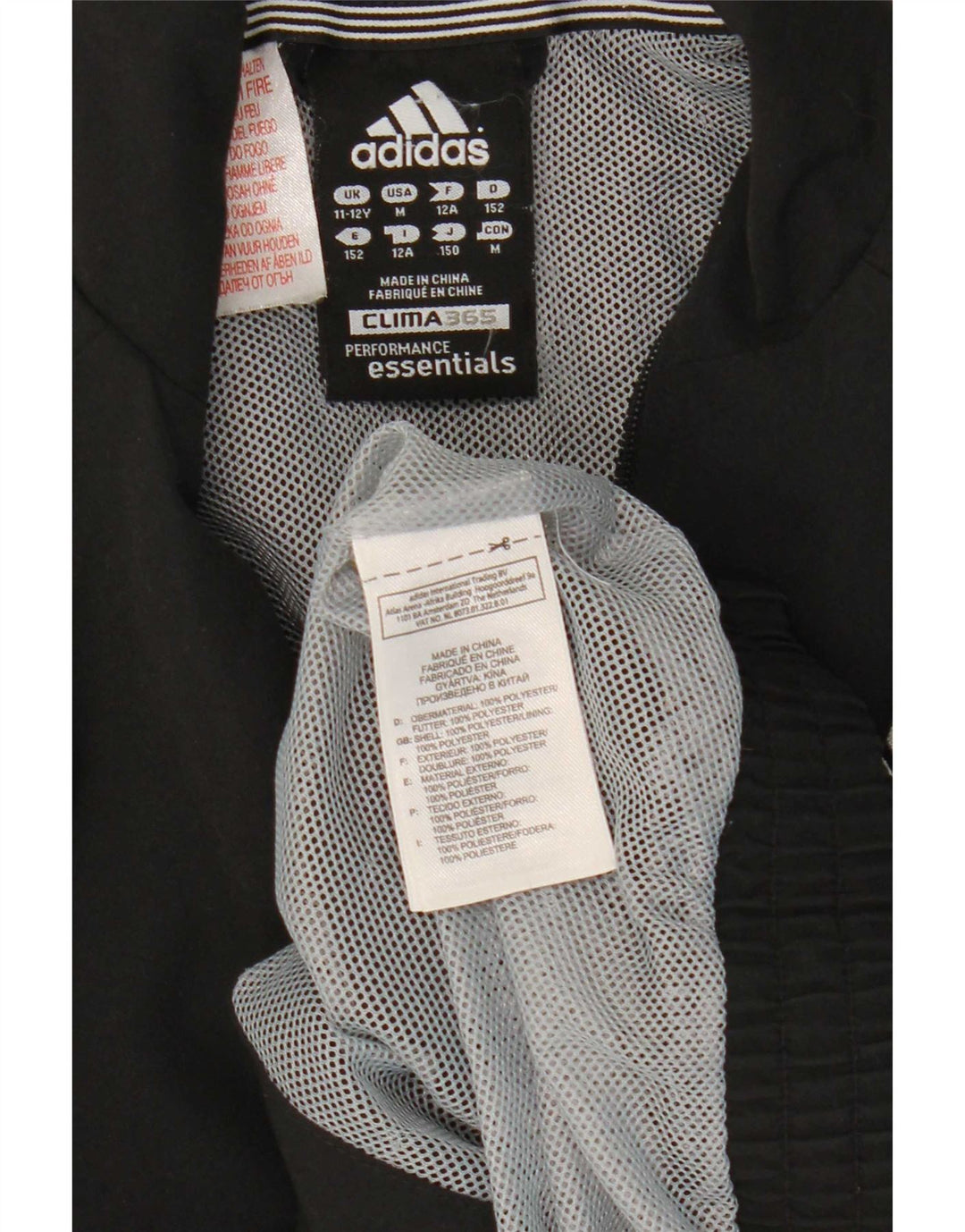 Giacca da tuta Adidas Clima 365 da ragazzo 11-12 anni in poliestere nero