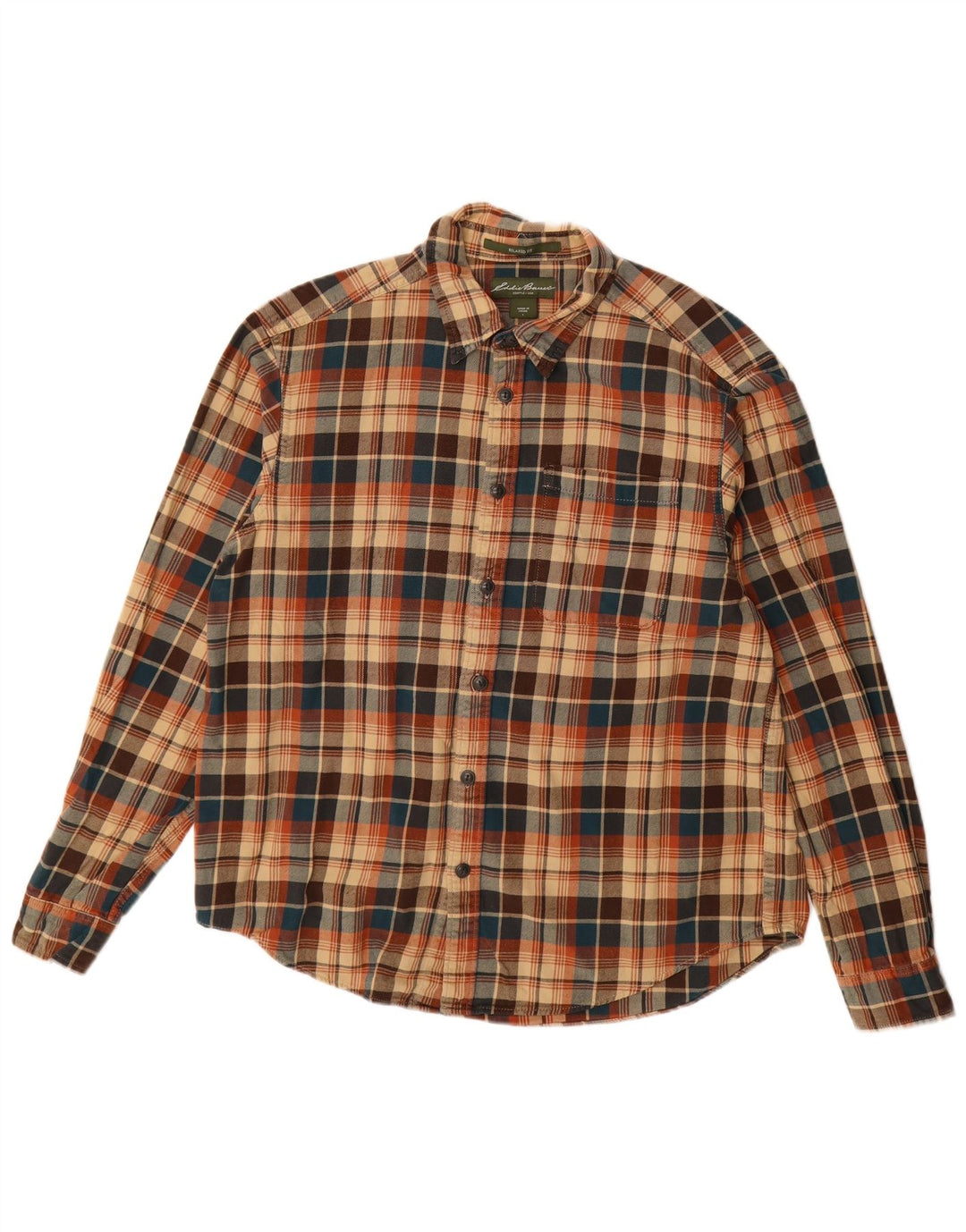 Eddie Bauer Camicia da uomo in flanella di cotone a quadri beige grande