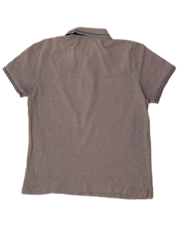 Polo da uomo slim fit Henry Cottons grande in cotone chiazzato grigio