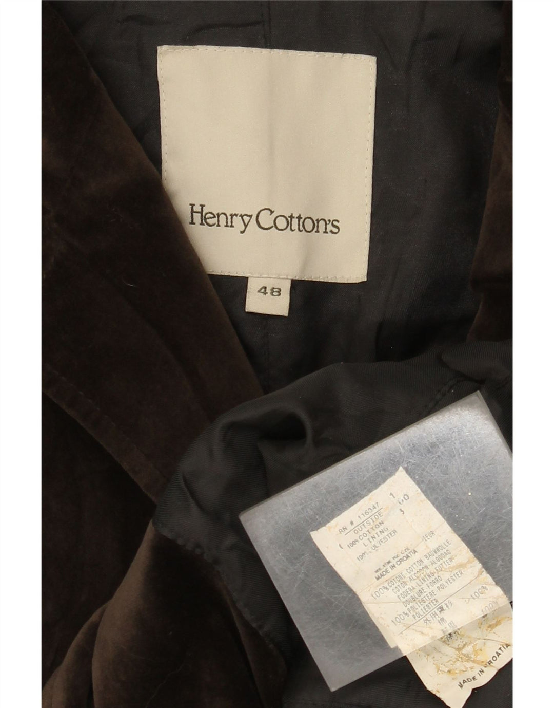 Giacca blazer in velluto da donna a 2 bottoni Henry Cottons IT 48 XL cotone marrone