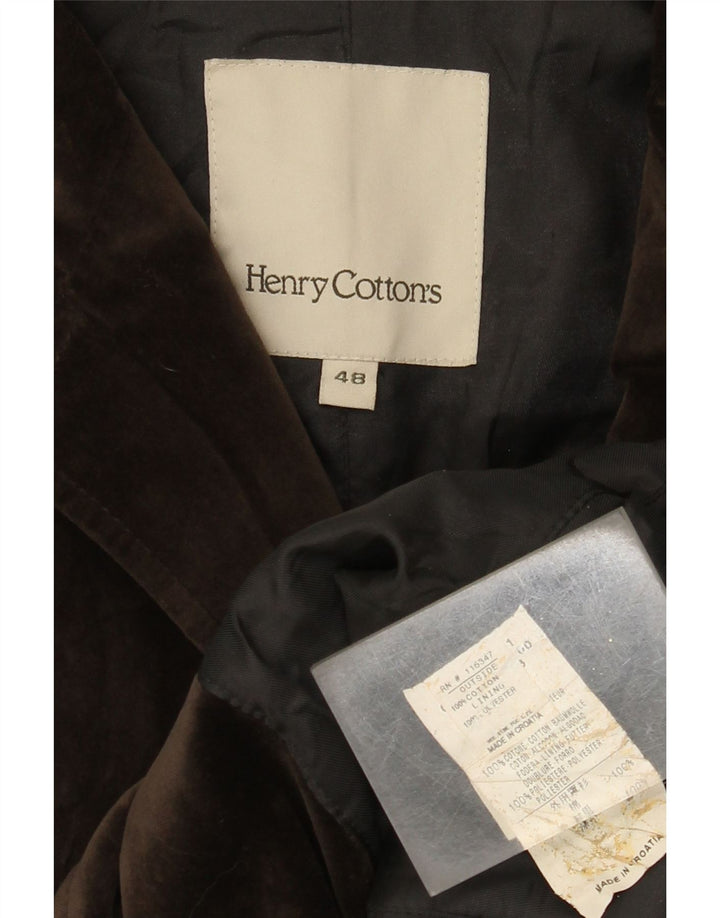 Giacca blazer in velluto da donna a 2 bottoni Henry Cottons IT 48 XL cotone marrone
