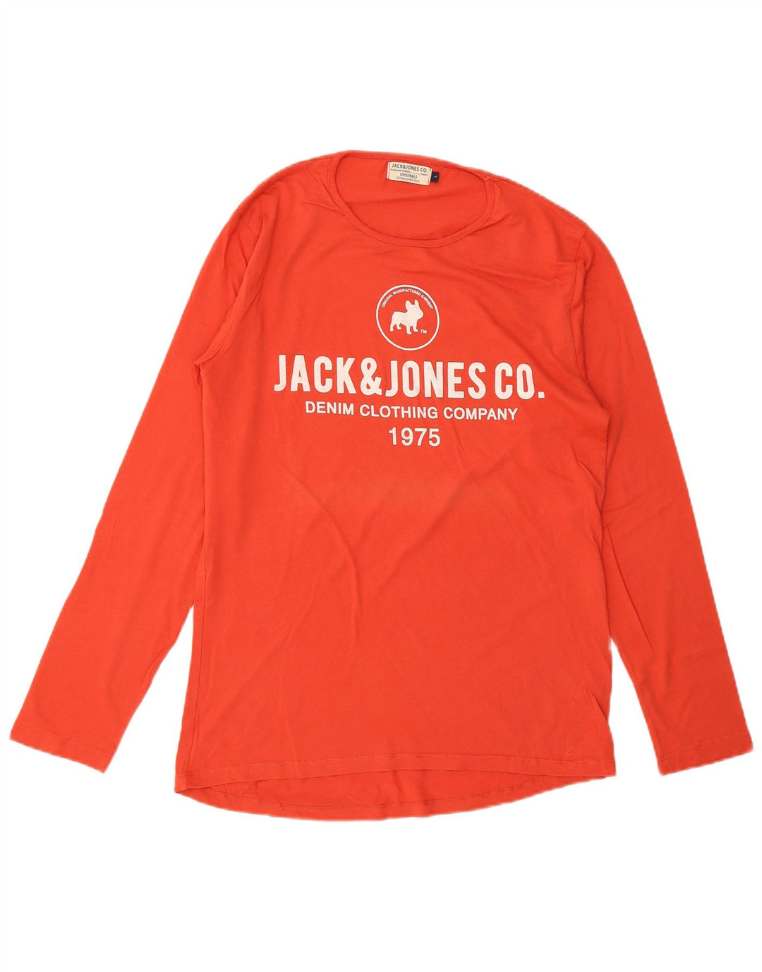 JACK & JONES Top grafico da uomo a maniche lunghe in cotone arancione grande