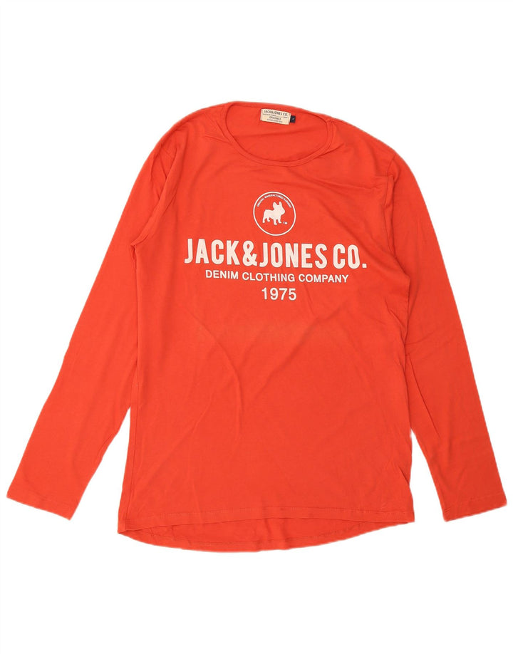 JACK & JONES Top grafico da uomo a maniche lunghe in cotone arancione grande