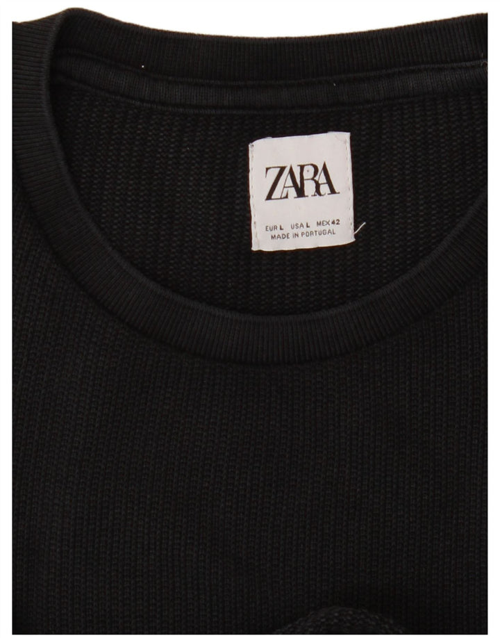 T-shirt in maglia da donna Zara UK 16 grande nera