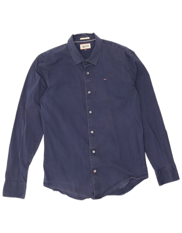 Camicia slim fit da uomo Tommy Hilfiger grande in cotone blu navy