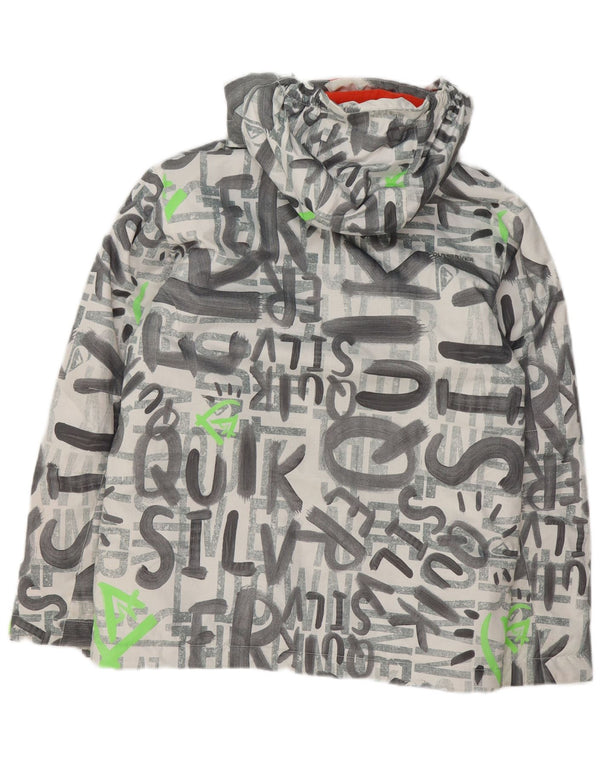 Giacca da sci Quiksilver da bambino con cappuccio grafico 13-14 anni, grande in poliestere grigio