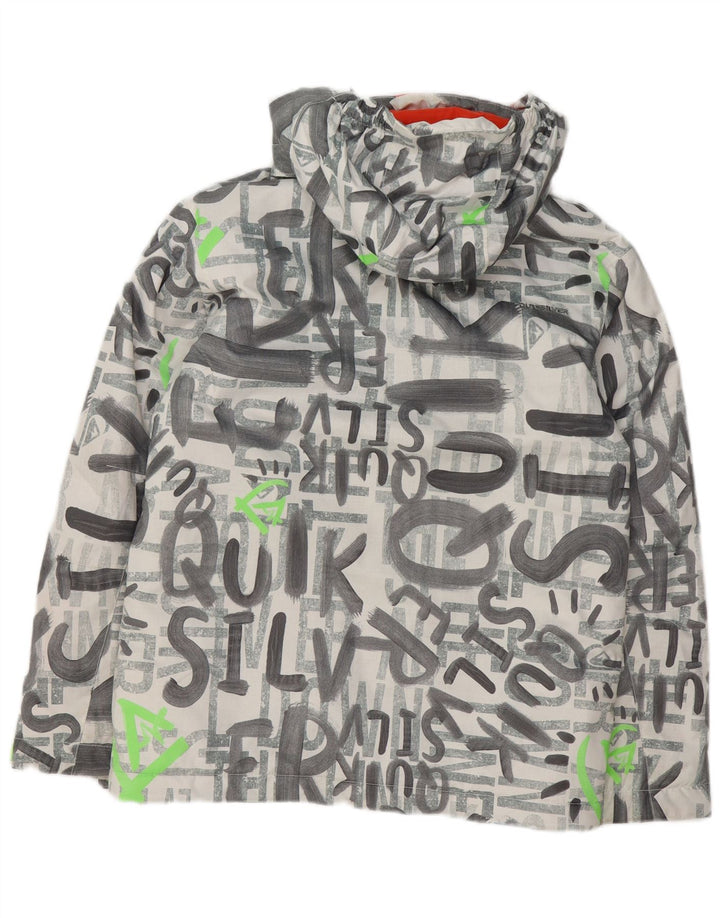 Giacca da sci Quiksilver da bambino con cappuccio grafico 13-14 anni, grande in poliestere grigio