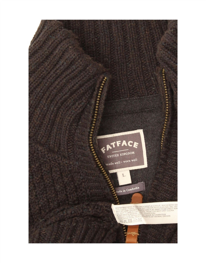 Maglione da uomo con collo con zip Fat Face, grande cotone grigio