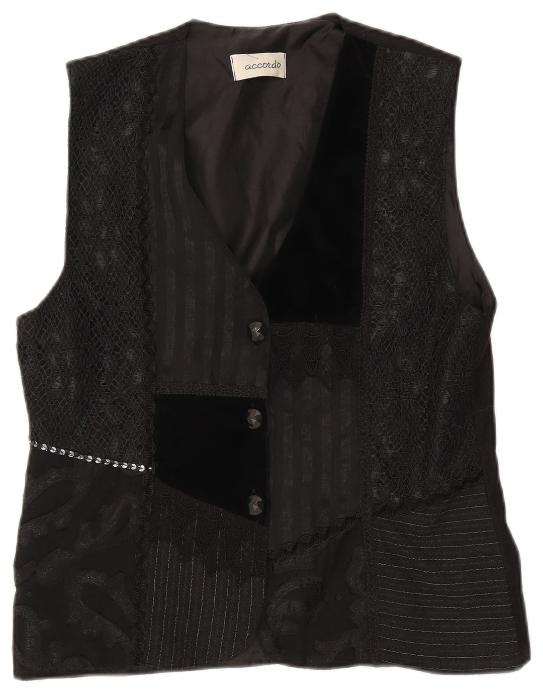 Gilet da donna ACCORDO UK 14 Patchwork nero medio