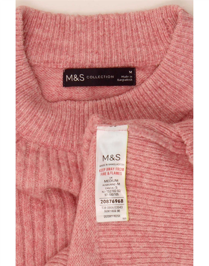 Maglione maglione girocollo da donna Marks & Spencer UK 14 Acrilico rosa medio