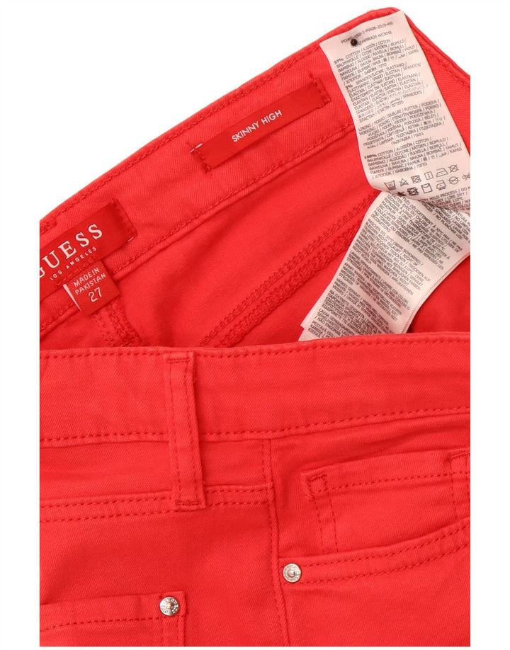 Jeans skinny GUESS da donna a vita alta W27 L27 cotone rosso