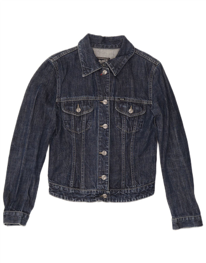 Giacca in denim corta da donna Gas UK 10 piccola in cotone blu navy