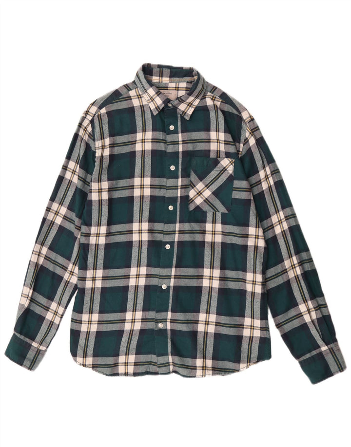 Camicia da uomo in flanella Jack & Jones in cotone scozzese verde medio