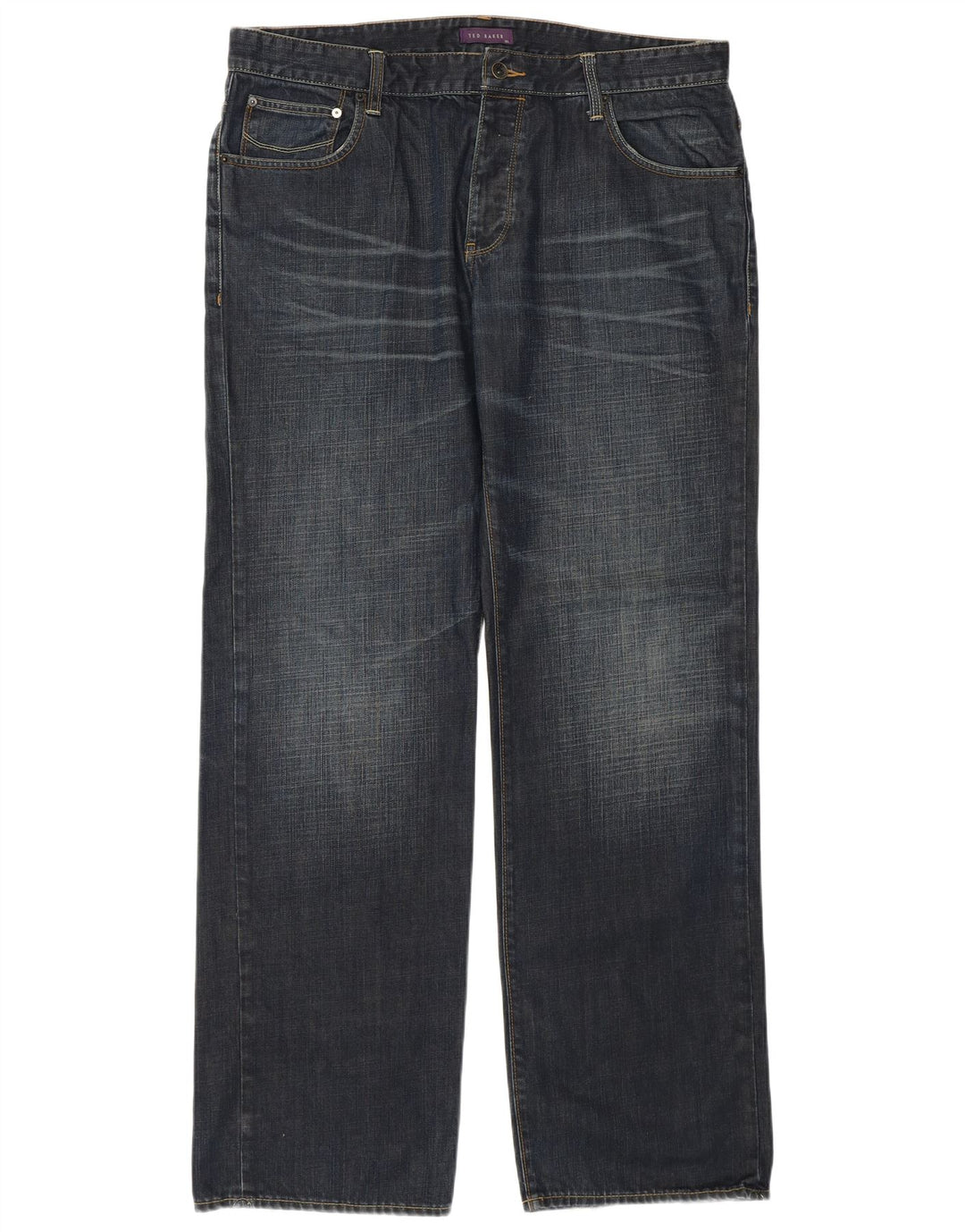 Jeans lunghi dritti da uomo Ted Baker W38 L34 cotone blu