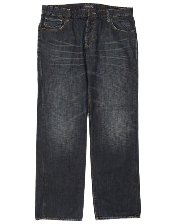 Jeans lunghi dritti da uomo Ted Baker W38 L34 cotone blu