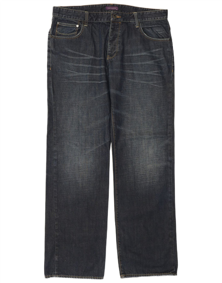 Jeans lunghi dritti da uomo Ted Baker W38 L34 cotone blu