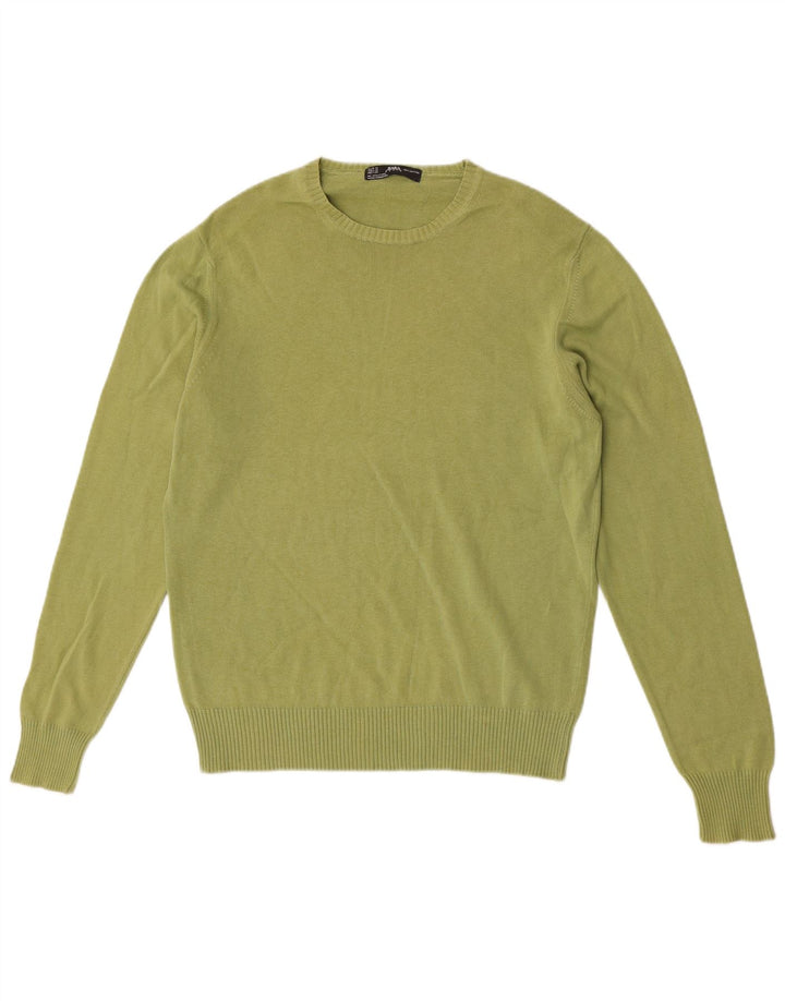 Maglione maglione girocollo da uomo Zara in cotone verde medio