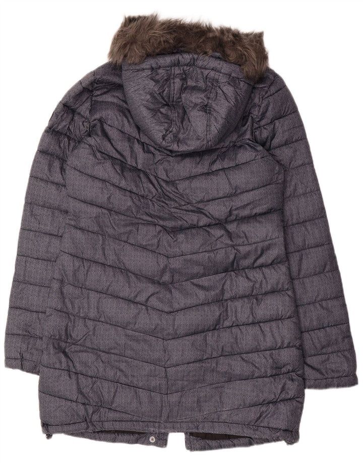 Cappotto imbottito con cappuccio da donna SUPERDRY UK 12 medio poliestere blu navy