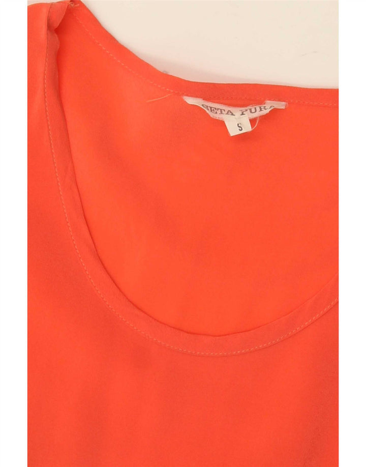 Camicetta da donna vintage Top UK 10 piccola seta arancione
