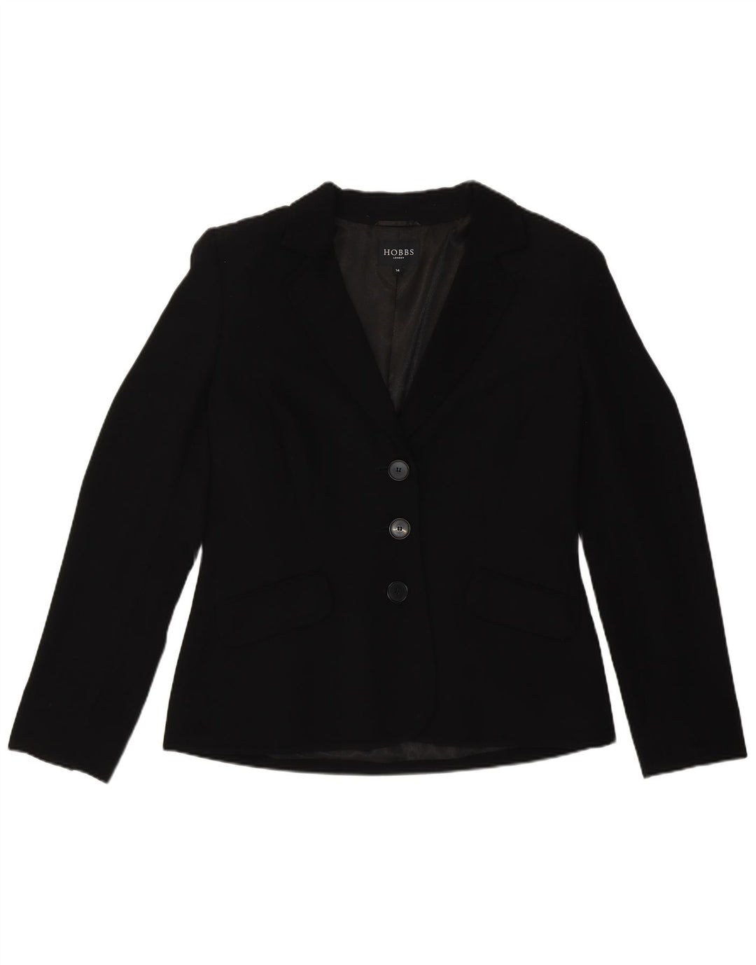 Giacca blazer a 3 bottoni da donna Hobbs UK 14 grande poliestere nero