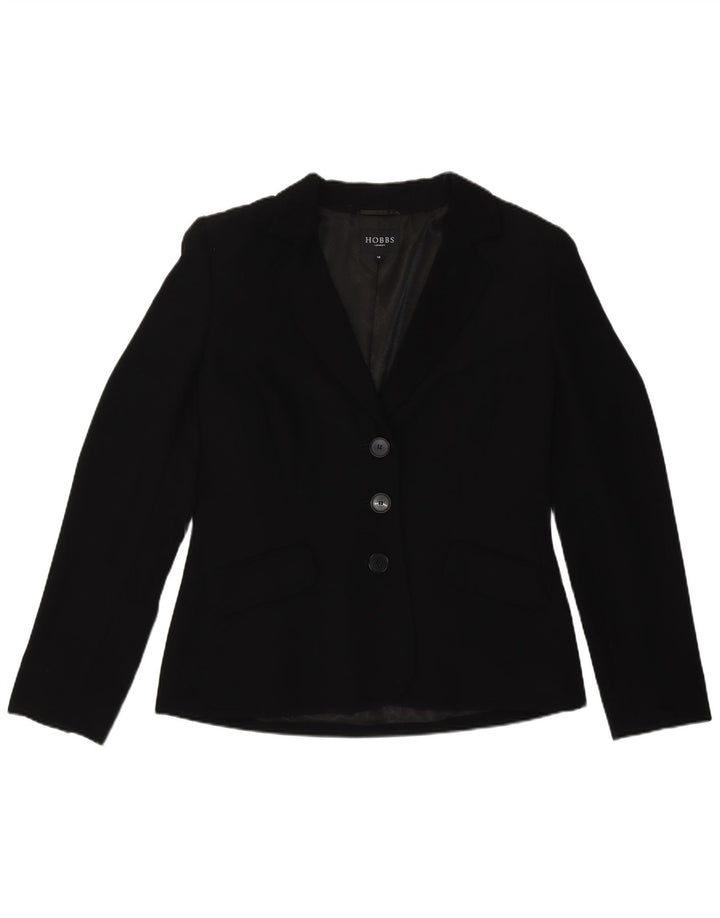 Giacca blazer a 3 bottoni da donna Hobbs UK 14 grande poliestere nero