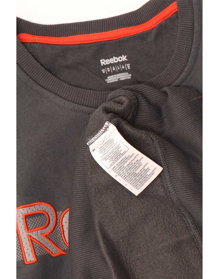Felpa grafica da uomo Reebok in cotone grigio medio