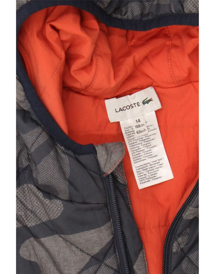 Giacca Imbottita con Cappuccio da Ragazzo Lacoste 13-14 Anni Blu Navy Camouflage