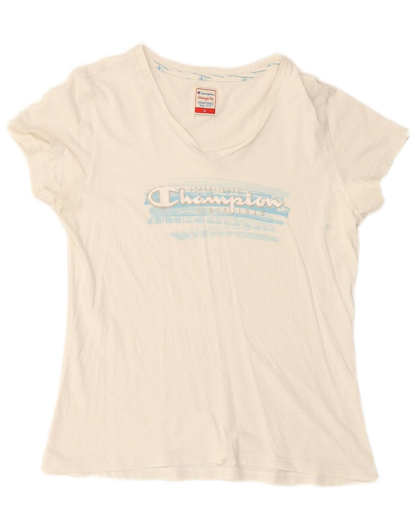 CHAMPION T-shirt grafica da donna con vestibilità Heritage UK 18 XL Bianca