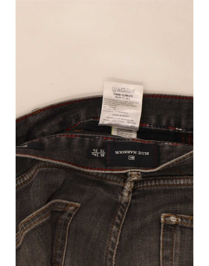 Jeans dritti Marks & Spencer da uomo blu Harbour W34 L29 cotone grigio