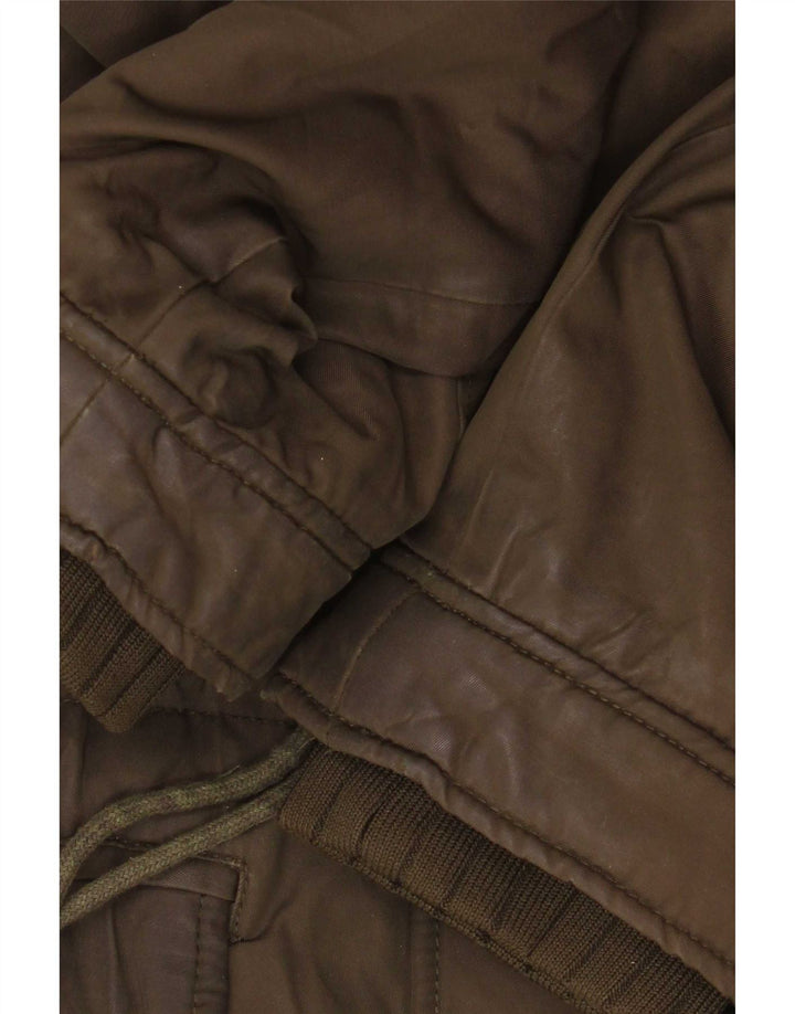 Giacca Parka Sherpa con cappuccio da donna Zara UK 14 medio cachi