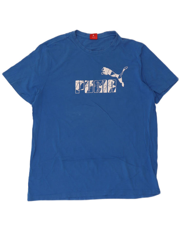 T-shirt grafica da uomo PUMA Top 2XL in cotone blu