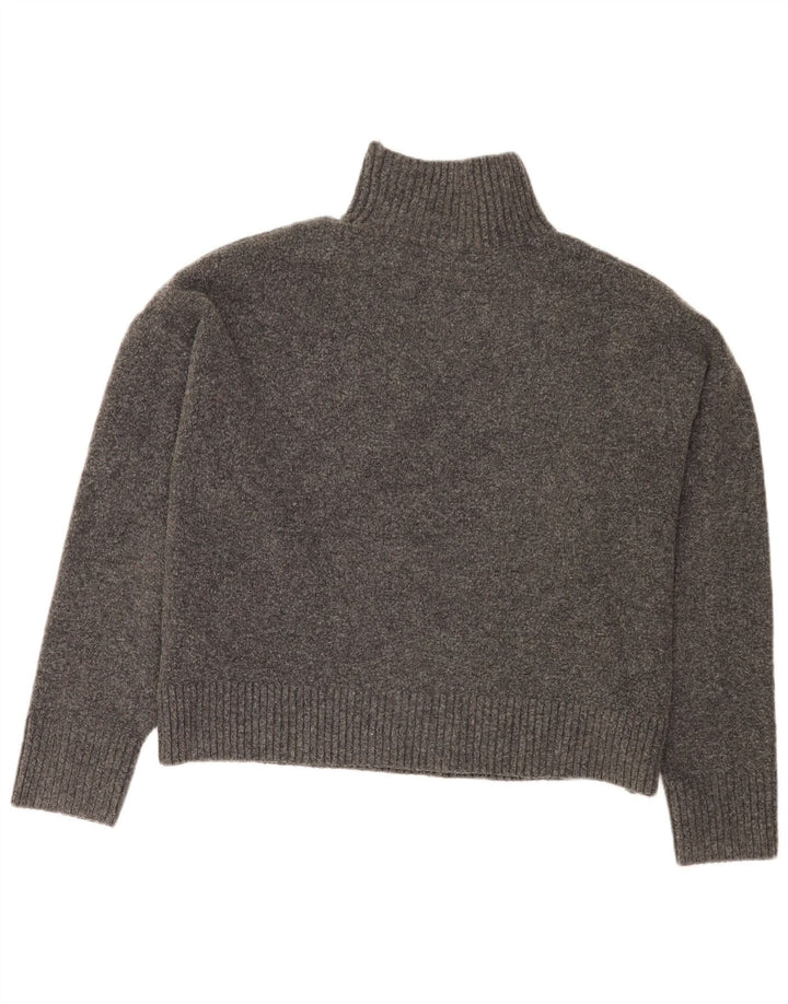 Zara Donna Maglione Corto Oversize con Collo Dolcevita UK 16 Large Grigio