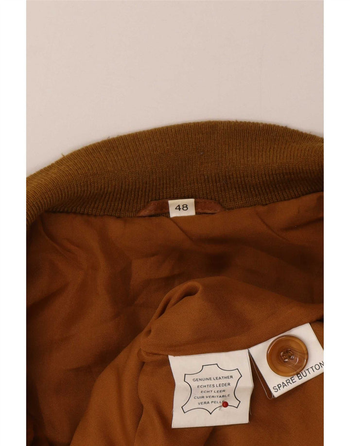 Giubbotto bomber vintage in pelle scamosciata da uomo IT 48 Pelle beige medio